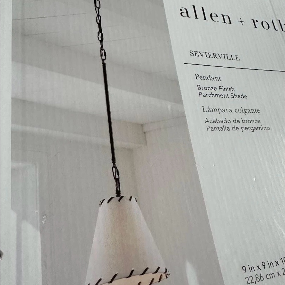 Bronze Pendant Light with Parchment Shade
